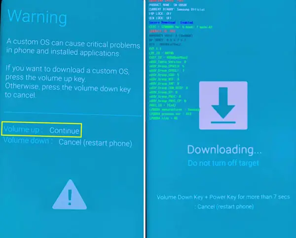 Samsung-Download Mode Warning